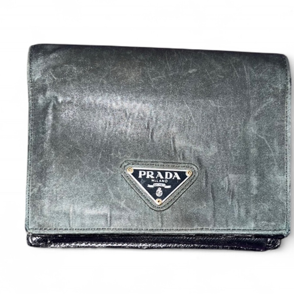 Green Prada Bifold Wallet